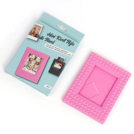 Mini 3 Inch Rivet Vertical Color Photo Frame For Polaroid Photos - pink ABS mini rivet-style vertical stand for Polaroid desk or shelf display