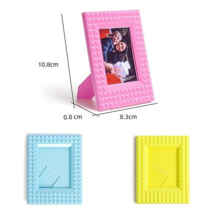 Mini 3 Inch Rivet Vertical Color Photo Frame For Polaroid Photos - pink blue yellow ABS desktop stand 8.3x0.8x10.8cm compact display