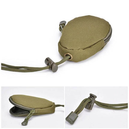 Mini Outdoor EDC Compact Carrying Bag 13x8 cm For Keys And Coins compact olive Oxford cloth pouch with zipper and cord lock for keys and coins