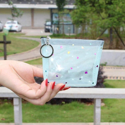 Mini Waterproof PVC Jelly Coin Purse Transparent Zipper Bag - clear mini coin pouch with zipper and keyring for coins, keys, small cards