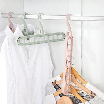 Multifunctional Nine-Hole Clothes Hanger For Closet Use hanging shirts scarves and belts to save space in closet, compact organizer