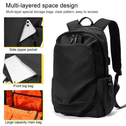Multifunctional Oxford Laptop Bag Backpack For Daily Commute black 33x19x47cm multi-layer compartments water-repellent Oxford fabric