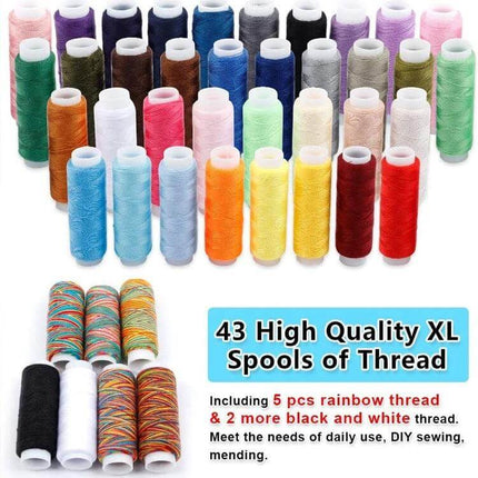 Multifunctional Portable Sewing Box Set For Home Repairs with 43 colorful thread spools in durable polyester storage bag