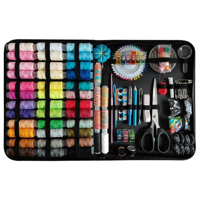 Multifunctional Portable Sewing Box Set For Home Repairs - compact organized sewing kit with threads, scissors, needles, bobbins, and tools in polyester case