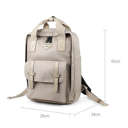 Multifunctional Waterproof Laptop Bag For 13-15.6 Inch Laptops beige backpack with front pocket, shock‑padding, waterproof polyester for commuting and travel