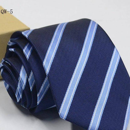 Business Dress Tie For Men Striped Polyester 8cm Width navy woven stripe jacquard tie for office and formal wear