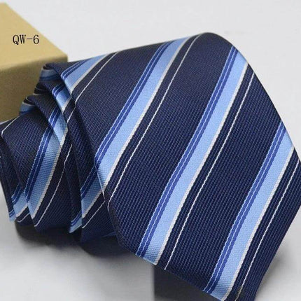 Business Dress Tie For Men Striped Polyester 8cm Width navy blue woven striped jacquard tie for office and formal wear