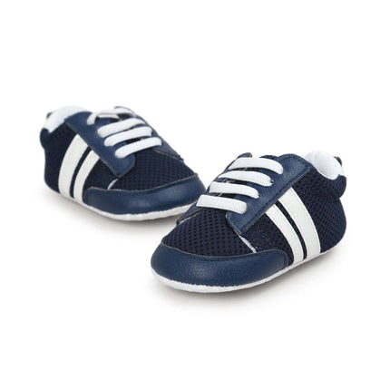 Infant Soft Moccasin Shoes Non Slip Newborn First Walkers navy mesh soft sole for newborns learning to stand and take first steps