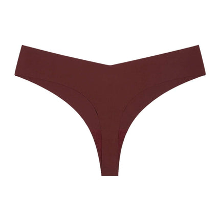 Ice Silk Seamless T Back Panty Nude For Everyday Comfort - nude low-waist seamless T-back, breathable nylon ice-silk for invisible wear under fitted skirts and leggings