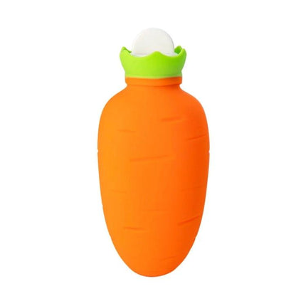 Orange Carrot-Shaped Silicone Water Bag Hand Warmer - 330ml carrot-shaped orange silicone hand warmer, portable hot or cold compress