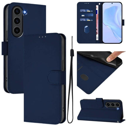 Leather Phone Case With Lanyard And Card Slots For Everyday Carry On The Go Durable Slim PU Leather navy wallet folio with stand, card slots and lanyard