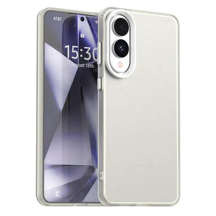 Protective Candy Case for Samsung Galaxy S25 slim hybrid TPU PC PET shell in pearl white for scratch and bump protection