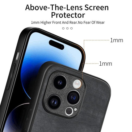 Classic Vintage Leather Phone Case For Everyday Protection And Easy Handling For Daily Convenience - slim leather TPU PC case with 1mm raised camera and screen lip