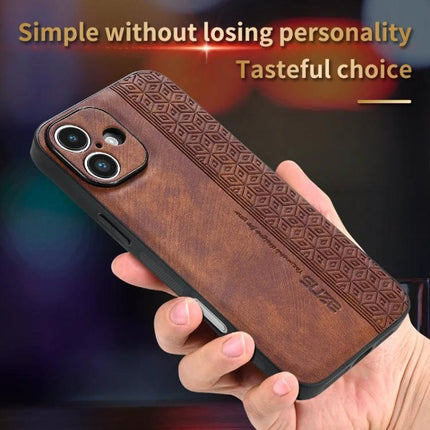 AZNS Phone Case For Everyday iPhone Protection - brown dual-material TPU leather slim protective case with textured design