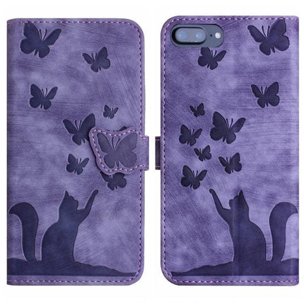 Butterfly Leather Flip Case With Card Slot purple cat and butterflies wallet phone case with card pocket