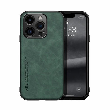 Magnetic Leather Phone Case for Everyday Travel Protection green PU leather TPU shell slim non-slip grip compatible with magnetic car mounts