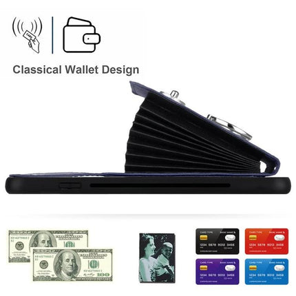 Organ Card Holder Case For iPhone 8 Plus 7 Plus With Ring Stand And 6 Card Slots – black PU wallet case with ring and six card slots
