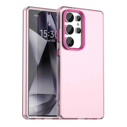 Essential Samsung Galaxy Phone Case for Everyday Protection - slim translucent pink TPU PC PET blend case showing front and rear camera cutouts