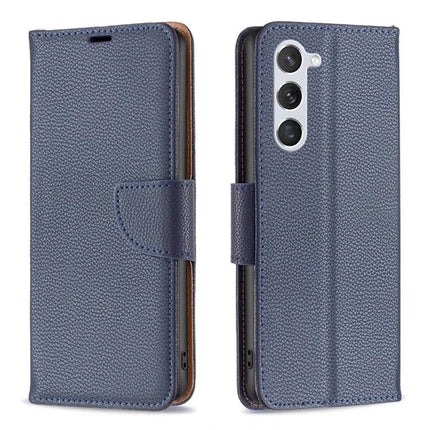 Leather Flip Phone Case With Card Slots in navy PU leather with built-in kickstand and card pockets