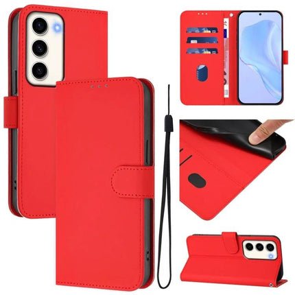Leather Phone Case With Lanyard For Daily Essentials red PU leather wallet case with card slots, detachable lanyard, magnetic closure, stand function