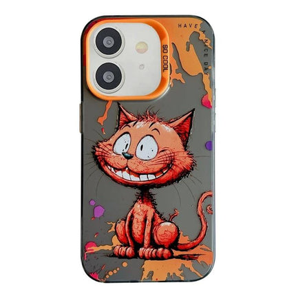 Animal Pattern iPhone Case for Everyday Protection - TPU PC cute orange cartoon cat design, scratch-resistant grip for commuters