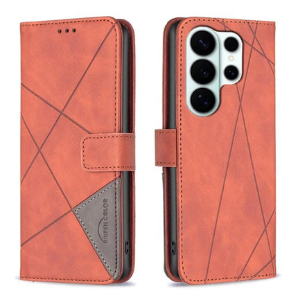 Leather Phone Case For Daily Protection On Samsung Essentials - rust PU leather wallet case with card slots and viewing stand
