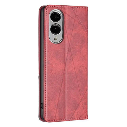 Leather Phone Case With Card Slot in red PU leather with card slots and kickstand, slim TPU interior for protection