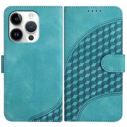 Elephant Head PU Case with Lanyard and Wallet Stand for iPhone 16 Pro Plus 16 - teal embossed PU leather wallet case with stand and lanyard
