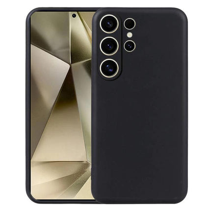 Essential Daily Protection Case For Samsung Galaxy Phones black slim TPU case showing front screen and triple camera cutouts
