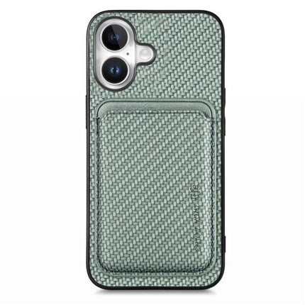 Essential Leather Phone Case With Card Slots in green textured PU leather with magnetic card pocket and four-corner drop protection