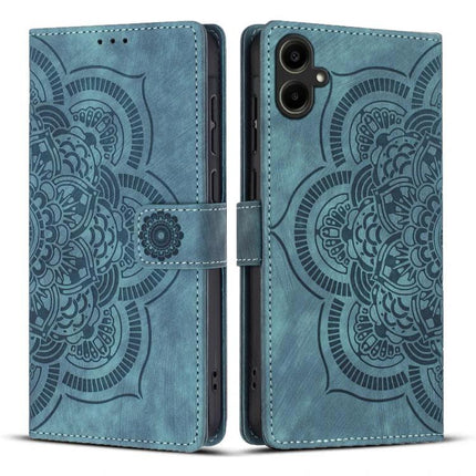 Leather Phone Case For Everyday Carry - teal mandala wallet phone case with card slots and magnetic closure