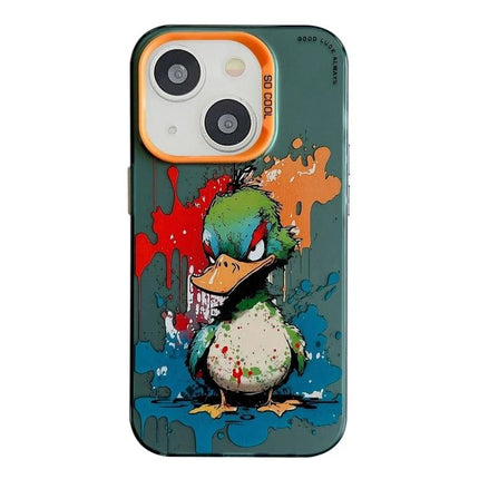 Animal Pattern Phone Case For Everyday iPhone Protection - colorful cartoon duck splash design, durable TPU PC slim protective case