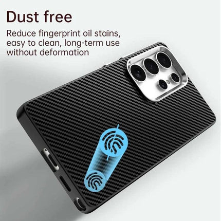 Samsung Phone Case For Everyday Protection Durable And Practical For Daily Use And Travel carbon fiber textured dust‑free protective Samsung case with raised camera lip