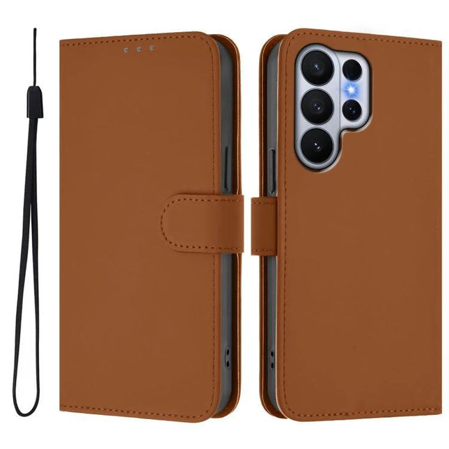 Essential Leather Phone Case With Card Slots For Daily Use in brown PU leather wallet case with wrist strap and camera cutout