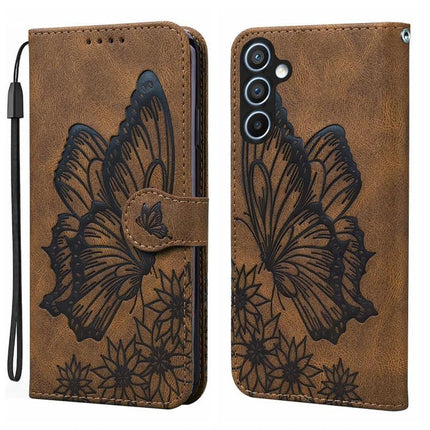 Leather Flip Case for Everyday Phone Protection brown PU leather floral butterfly wallet case with card slots and wrist strap