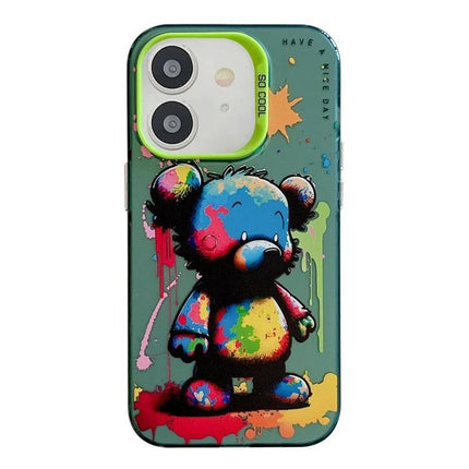 Animal Pattern iPhone Case for Everyday Protection - colorful graffiti bear TPU PC protective phone case with secure grip