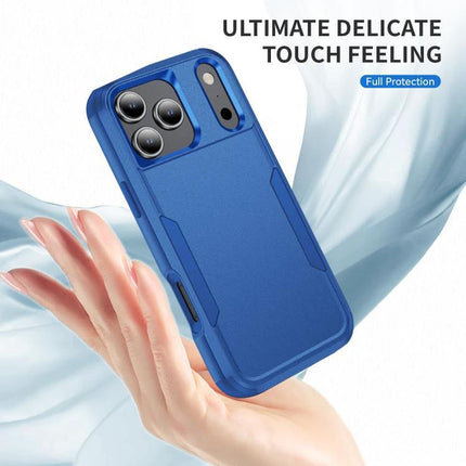 Phone Case for Daily Commutes blue rugged slim TPU+PC protective case shown in hand, scratch-resistant full protection