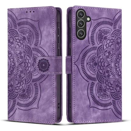 Leather Phone Case With Card Storage For Everyday Use - purple mandala wallet folio with multiple card slots and TPU protection