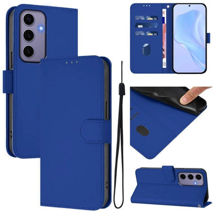 Leather Phone Case With Lanyard For Daily Carry And Easy Viewing On The Go For Commute - blue PU leather wallet case with card slots, TPU core and detachable lanyard