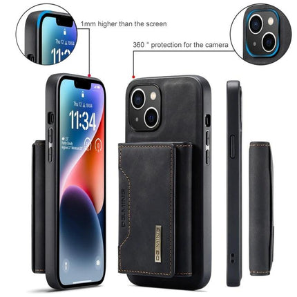 DG.MING Leather Wallet Case for Daily iPhone Carry black leather wallet case with card slots, PC inner shell and TPU edges, 360° camera protection