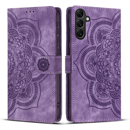 Daily Companion Leather Phone Case purple mandala PU leather wallet case with kickstand and card slots for Samsung