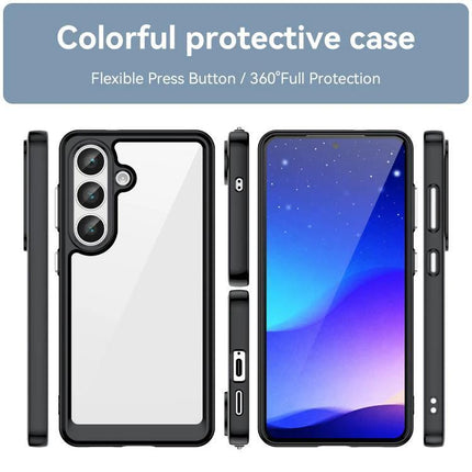 Acrylic Phone Case For Samsung Galaxy Everyday Protection For Daily Life And Handling During Commutes - clear acrylic back with black TPU bumper for 360° protection