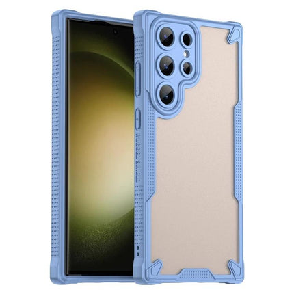 Armor Glaze Protective Case for Samsung Phones, Everyday Use - slim blue PC TPU hybrid with raised camera and screen edges for scratch protection