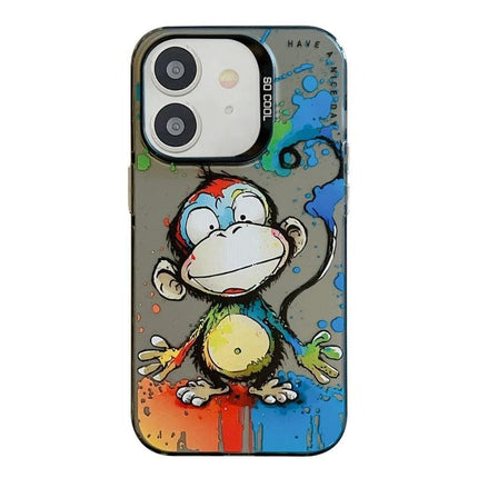 Animal Pattern iPhone Case for Everyday Protection featuring colorful cartoon monkey art, TPU-PC durable cover with secure grip