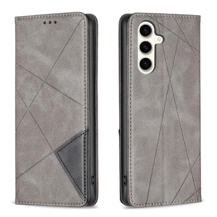 Leather Phone Case for Daily Use and Card Storage - gray PU leather wallet case with card slot, TPU frame and camera cutout