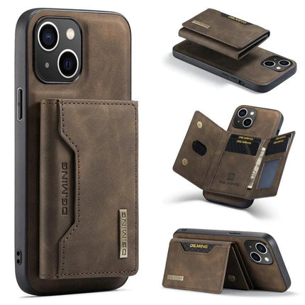 DG.MING Leather Wallet Case for Daily iPhone Carry brown leather phone wallet with card slots and magnetic closure