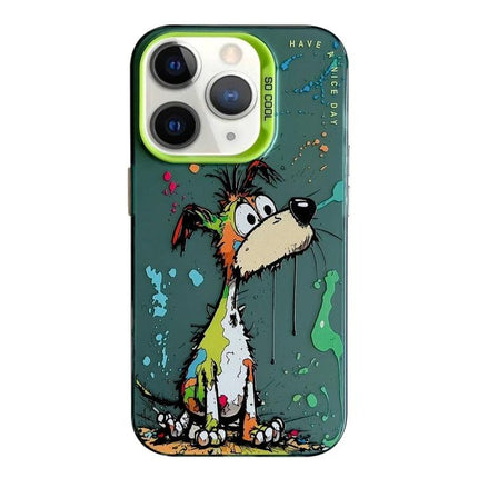 Animal Pattern Phone Case for Everyday Protection - vibrant oil-painting dog design, durable TPU frame and PC backplate