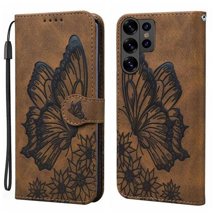 Leather Flip Case for Everyday Phone Protection with brown PU leather butterfly design, card slots and TPU inner layer
