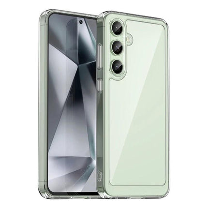 Colorful Samsung Galaxy Case For Everyday Protection clear mint acrylic TPU case showing front and back, slim grip, scratch and bump protection