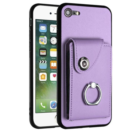 Organ Card Holder Case For iPhone 14 Pro Max 13 Pro Max 13 Pro SE 2022 2020 8 7 purple PU TPU card wallet ring holder phone case